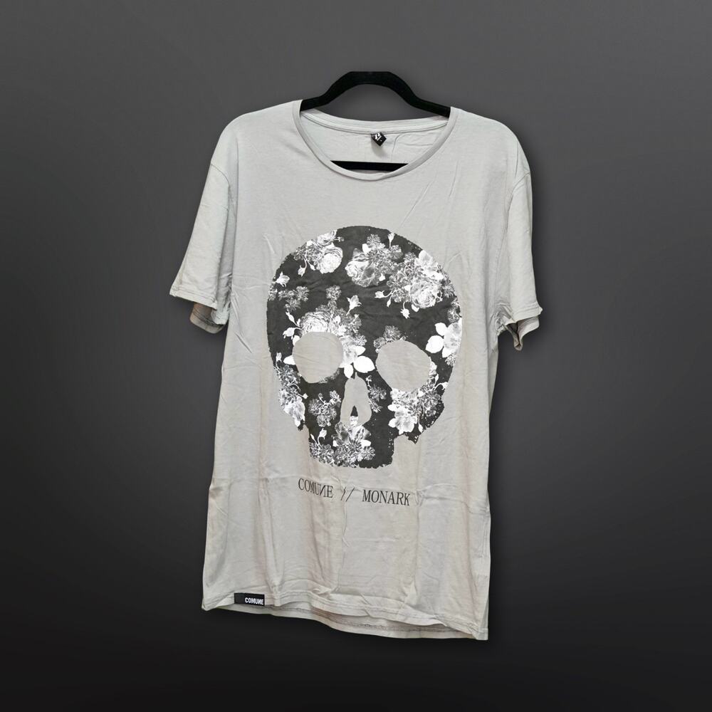 Comune Gray Skull Graphic Slim Fit T-Shirt - Large